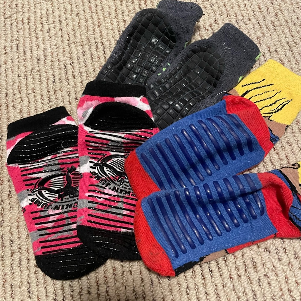 3 pairs Non Slip Grip Socks. Trampoline Socks. Multicolor.